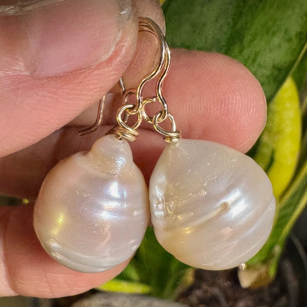 E.DeHaven- 14k Baroque Pearl Earrings